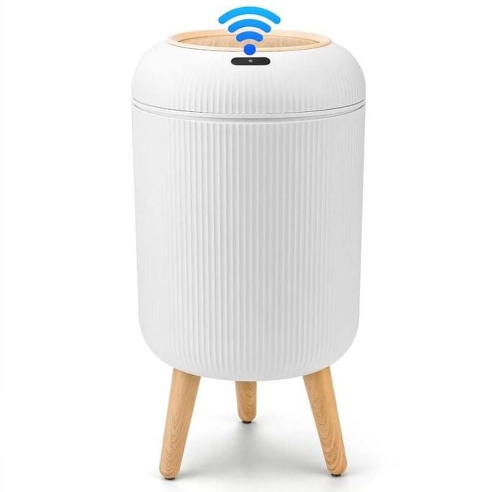 Pukomc Smart Sensor Wastebasket Touchless Automatic Trash Can White